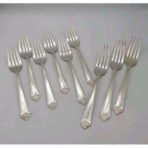 Vintage Rogers Bros Starlight Silver Reinforced Plate Forks Set of Nine